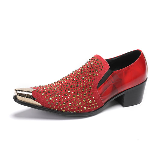 AOMISHOES™ Strass Bruciati Metal Tip Shoes 9115