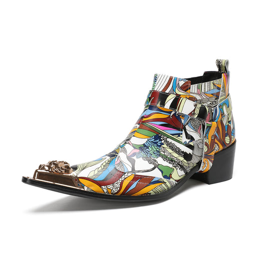 AOMISHOES Colorful Printed Pointed Shoes #4116