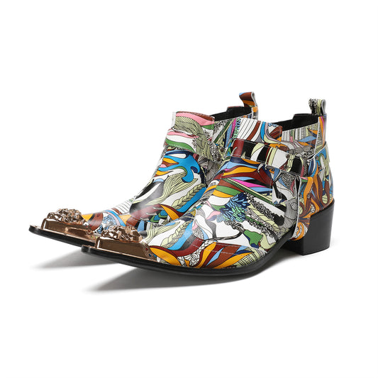 AOMISHOES Colorful Printed Pointed Shoes #4116