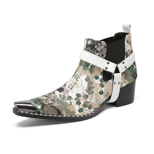 AOMISHOES Pointed Shoes Print Belt Buckle #4117