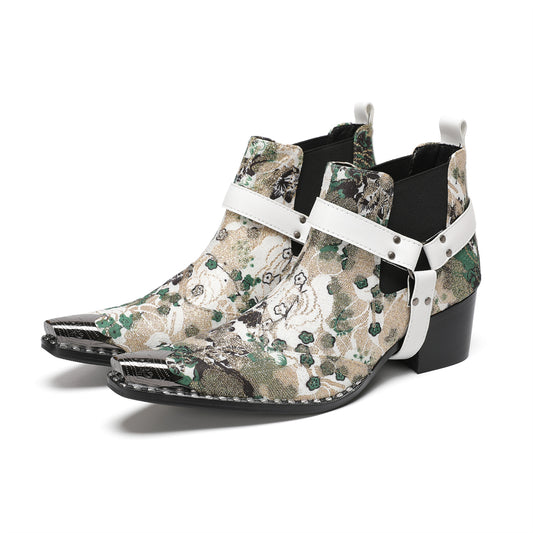 AOMISHOES Pointed Shoes Print Belt Buckle #4117