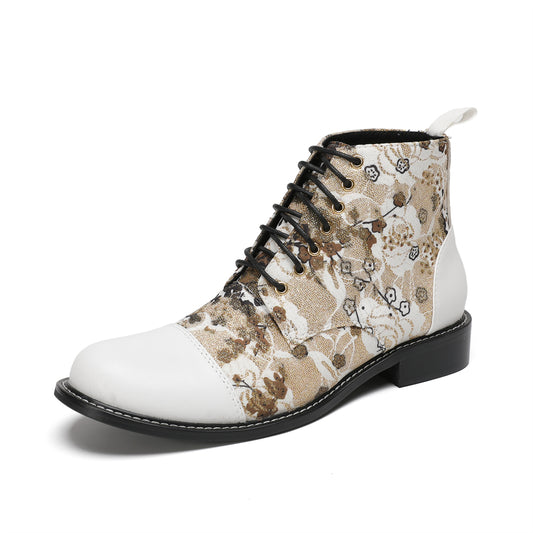 AOMISHOES Pointed Shoes White Print #4119