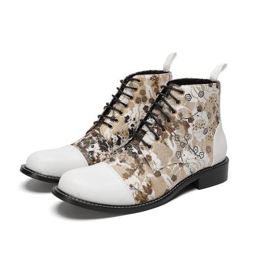 AOMISHOES Pointed Shoes White Print #4119