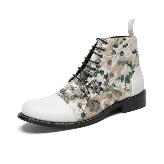 AOMISHOES Pointed Shoes Printed Laced #4120