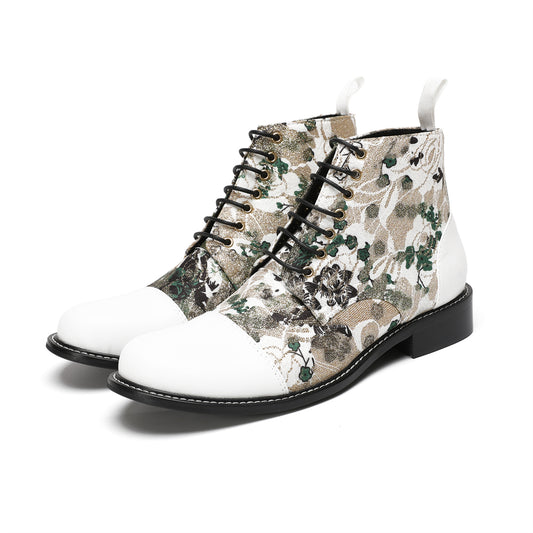 AOMISHOES Pointed Shoes Printed Laced #4120