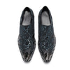 AOMISHOES™ Blue-Black Snake Metal Tip Shoes #4069