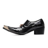 AOMISHOES™ Black Gold-decorated Metal Tip Shoes #4071