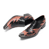 AOMISHOES™ Black Orange Snake Metal Tip Shoes #4072