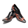 AOMISHOES™ Black Orange Snake Metal Tip Shoes #4072