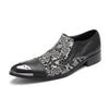 AOMISHOES™ Black Pattern Metal Tip Shoes #4074