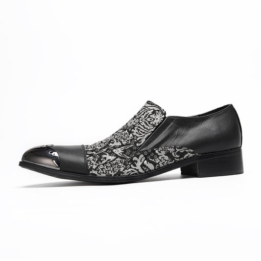 AOMISHOES™ Black Pattern Metal Tip Shoes #4074
