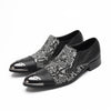 AOMISHOES™ Black Pattern Metal Tip Shoes #4074