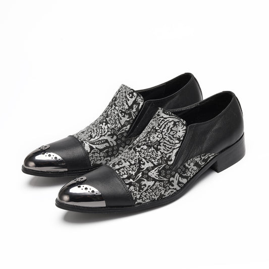 AOMISHOES™ Black Pattern Metal Tip Shoes #4074