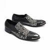 AOMISHOES™ Black Pattern Metal Tip Shoes #4074