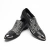 AOMISHOES™ Black Pattern Metal Tip Shoes #4074