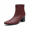 AOMISHOES™ Burgundy Snake Leather Party Chelsea Boot #4082