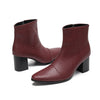 AOMISHOES™ Burgundy Snake Leather Party Chelsea Boot #4082