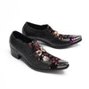 AOMISHOES™ Black Pattern Metal Tip Shoes #4086