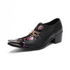 AOMISHOES™ Black Pattern Metal Tip Shoes #4086
