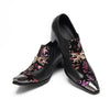 AOMISHOES™ Black Pattern Metal Tip Shoes #4086