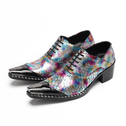 AOMISHOES™ Colorful Snake Pattern Metal Tip Shoes #4087