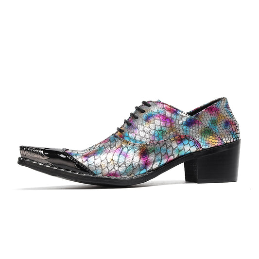 AOMISHOES™ Colorful Snake Pattern Metal Tip Shoes #4087