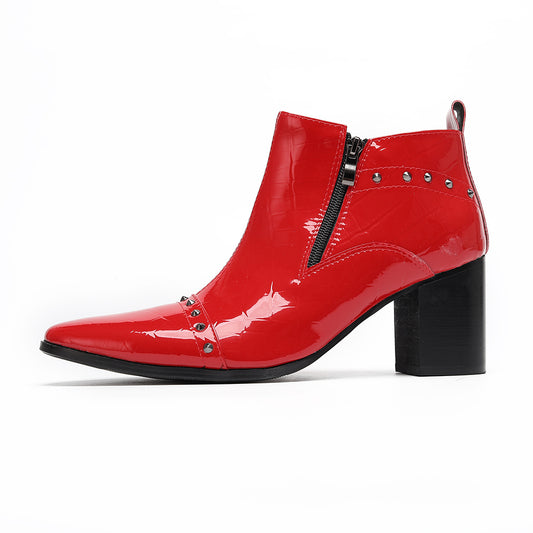 AOMISHOES™ Red Rivet Party Chelsea Boot #4089