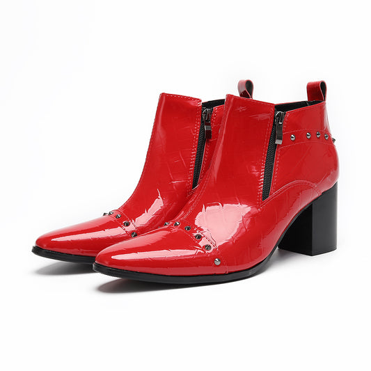AOMISHOES™ Red Rivet Party Chelsea Boot #4089