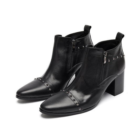AOMISHOES™ Black Rivet Party high-heeled boots #4093