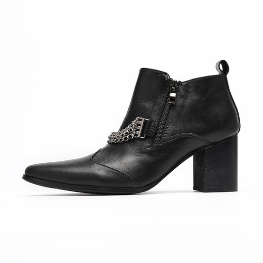 AOMISHOES™ Black Chain Party high-heeled boots #4092