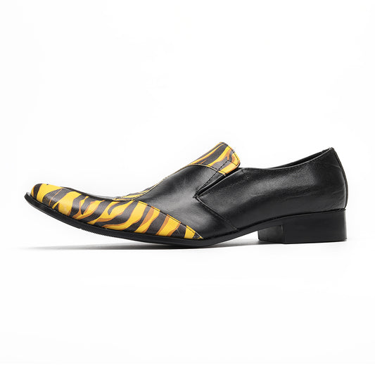 AOMISHOES™ Tiger Print Slip-on Metal Tip Shoes #4095