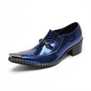 AOMISHOES™ Blue Snake Skin Metal Tip Shoes #4097