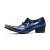 AOMISHOES™ Blue Snake Skin Metal Tip Shoes #4097