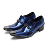 AOMISHOES™ Blue Snake Skin Metal Tip Shoes #4097