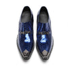 AOMISHOES™ Blue Snake Skin Metal Tip Shoes #4097