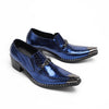 AOMISHOES™ Blue Snake Skin Metal Tip Shoes #4097