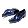 AOMISHOES™ Blue Snake Skin Metal Tip Shoes #4097