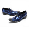 AOMISHOES™ Blue Snake Skin Metal Tip Shoes #4097