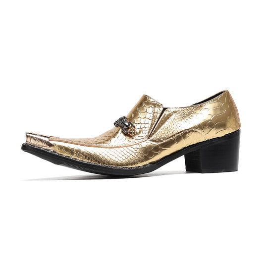 AOMISHOES™ Gold Snake Pattern Metal Tip Shoes #4098