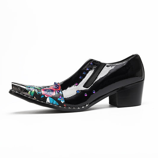 AOMISHOES™ Black Rivet Flower Metal Tip Shoes #4075