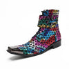 AOMISHOES™ Colorful Geometric Grid Party high-heeled boots #4076