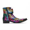 AOMISHOES™ Colorful Geometric Grid Party high-heeled boots #4076
