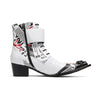 AOMISHOES™ White Printed Metal Tip boots #4078