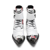 AOMISHOES™ White Printed Metal Tip boots #4078