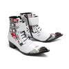 AOMISHOES™ White Printed Metal Tip boots #4078