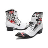 AOMISHOES™ White Printed Metal Tip boots #4078