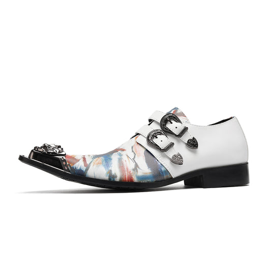 AOMISHOES™ Colorful Graffiti Double Buckle Metal Tip Shoes #4079