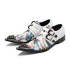 AOMISHOES™ Colorful Graffiti Double Buckle Metal Tip Shoes #4079