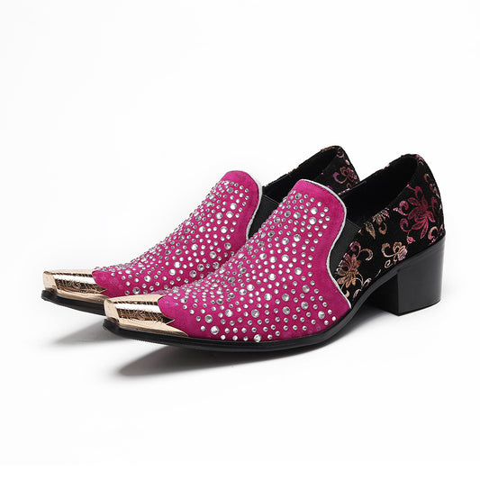 AOMISHOES™ Pink Diamond Metal Tip Shoes #4080