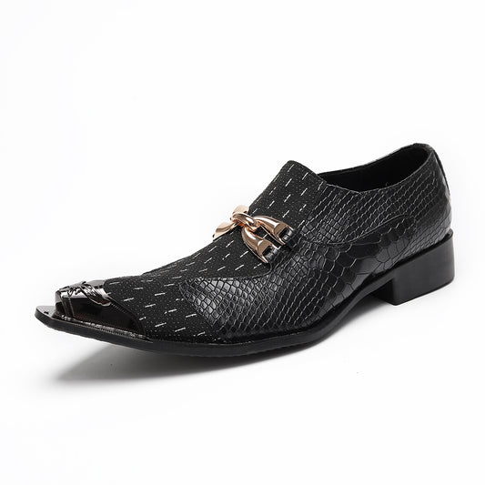 AOMISHOES™ Black Metal Tip Metal Tip Shoes #4073